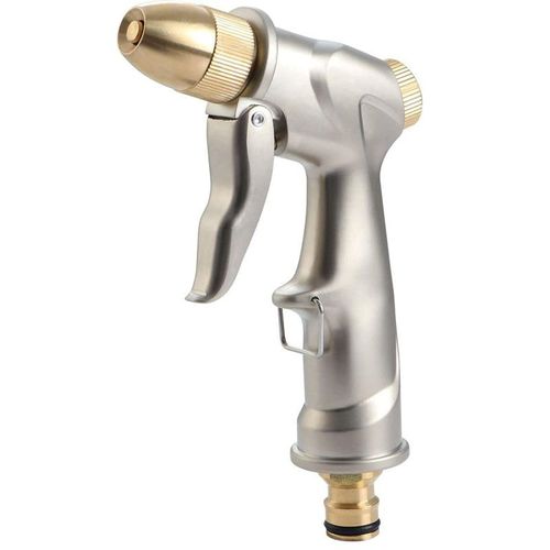 Pistolet d'arrosage en métal, buse en laiton, 4 modes de pulvérisation, arrosoir manuel pour jardin et pelouse, 16.5 x 9.5 cm, 380 grammes