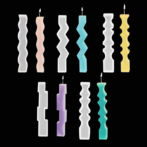 Moule En Résine Pour Chandelier 6pcs, Moule En Silicone Pour Bougie Longue Pour La Fabrication De Bougies, Moule En Silicone Pour Bougie Pilier Diy.