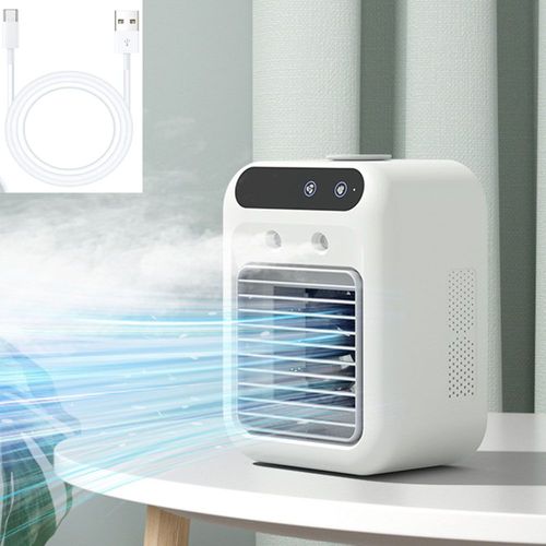 climatiseur mobile, mini ventilateur USB portable, refroidisseur d'air, 2 vitesses réglables avec ventilateur de refroidissement à eau personnel et modes de pulvérisation pour la maison et le bureau