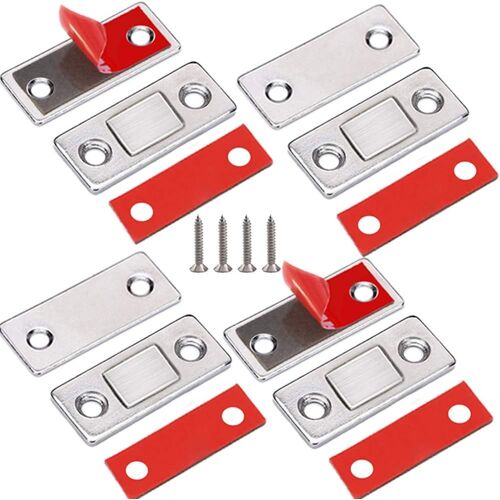 Aimants de porte d'armoire 4 pièces Loquets magnétiques Magnétiques extrêmement fins Attaches magnétiques Velcro Aimants puissants pour meubles Tiroirs à portes coulissantes Armoires à fenêtres magnét