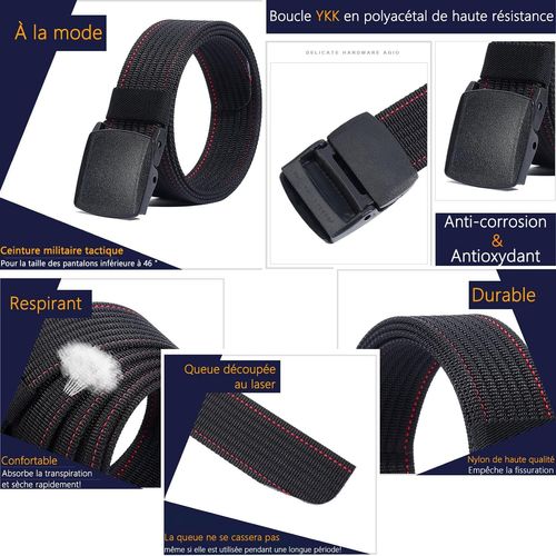Tzf-Ceinture En Nylon Homme - Boucle En Plastique Sangle De Ceinture Entièrement Réglable Pour Le Travail Taille Ajustable 75-125cm(28-49")