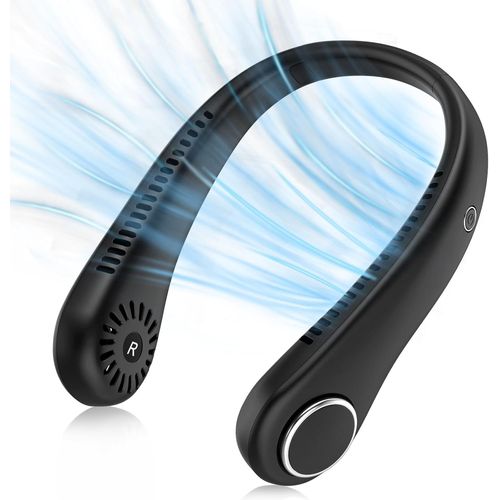 Ventilateur Portable, Ventilateur de Cou Portable Mini Ventilateur Cou Silencieux Mains Libres, Ventilateur Cou sans Feuilles Réglable à 360°, 3 Vitesses pour Les Activités Intérieures Extérieures