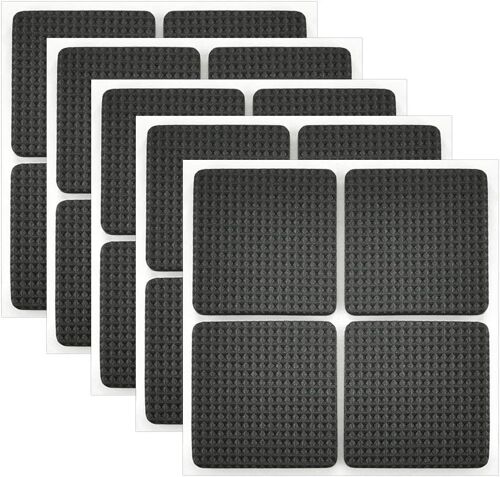 20 x Non-Slip Rubber Pads Adhesive Felt Pads Furniture Pads for Protecting Tables, Wood Floors, 4.2 x 4.2 cm (Black)