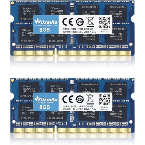 DDR3/DDR3L Laptop Mémoire RAM 16Go Kit (2x8GB) 1600MHz CL11 Module de Mémoire PC3-12800 /PC3L-12800 204-Pin 1.35V/1.5V Notebook Memory pour Ordinateur Portable,Bleu