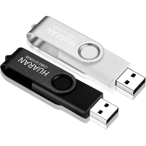 Pack of 2 128GB USB 2.0 Flash Drive 128GB Swivel Storage U Disk Memory Stick (Mixed Colour: Black Silver)