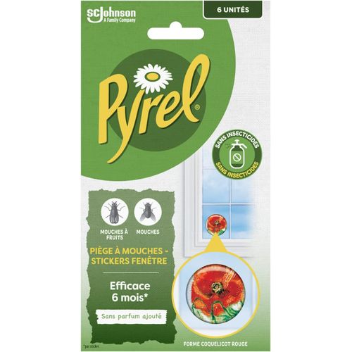 MAA-Piege A Mouches Et Mouches A Fruits - Sticker Fenetres Coquelicot Rouge X6