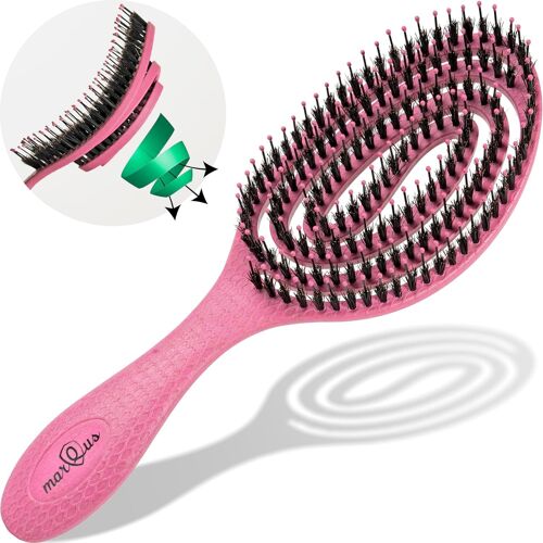 Kalanka-Brosse Cheveux Avec Poil De Sanglier - Double Ressort Spirale - Sans Tirer - Magique Démêlante Pro 
