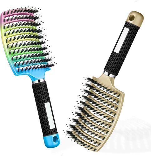 Brosse À Cheveux Magique - Démêlante Instantanée - Poils De Sanglier & Nylon - Anti-Casse & Anti-Statique - Pour Cheveux Bouclés, Lisses, Épais Ou Fins - Hommes, Femmes, Enfants