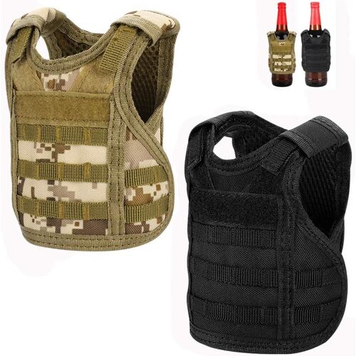 Lot De 2 Mini Gilets De Bière Tactiques, Veste De Bière Molle Camouflage Boisson Coolie Cooler Réglable Porte-Bouteille De Boisson Pour Décoration De Canettes Ou De Bouteilles De 12 Oz Ou 16 Oz