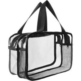 nzqaf-Trousse de Toilette Voyage, PVC Trousse Maquillage Grande Capacité, Sac de Rangment Transparente Double Couche avec poignée, Sac Cosmétiques pour Homme et Femme