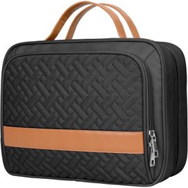 nzqaf-Grande Trousse de Toilette, Trousse de Toilette Femme et Homme Voyage, Trousse Toilette Voyage, Sac de Toilette Voyage Imperméable et Suspendu, Trousse Maquillage Femme et Homme (Noir)