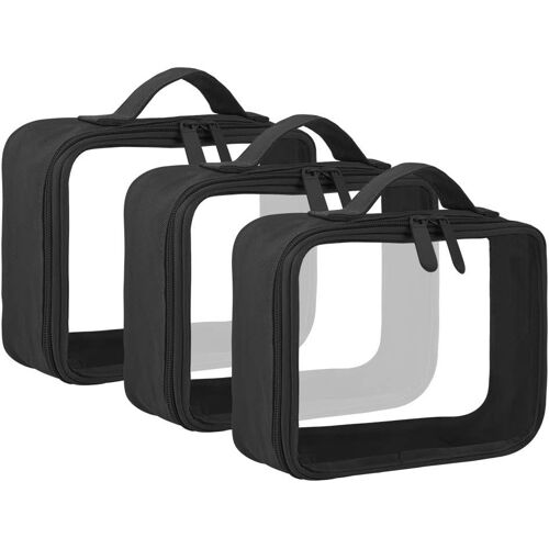 KALANKA-Lot de 3 Trousses de Toilette approuvées par la TSA avec poignée et Sangle de poignée, Organiseur Transparent pour liquides, Articles de Toilette et cosmétiques, Bagage à Main pour Homme et