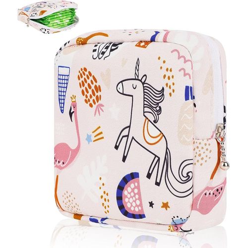 1 Pièces Pochette Serviette Hygiénique avec Zippée Tampons Trousse Rangement Sac Maquillage Petite Pochette Femme Tissu Coton Trousse Toilette Voyage Kit Fille Cadeau Anniversaire Noël.[I38]
