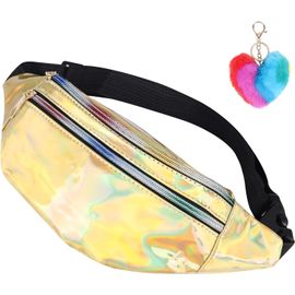 SJZG-Sac Banane Pour Femme - Argenté - Tendance - Paillettes - Sac Banane De Sport Réglable Et Imperméable - Années 80 - Sac Banane Pour Fille - Pour L'Extérieur, Les Voyages, Les Voyages, Les Fêtes,
