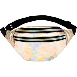 SJZG-Sac Banane Femme Multipoches Sac Ceinture Ville Imperméable Voyage Randonnée Sacoche Banane Unisexe Grande Capacité Sacoche De Ceinture Camping Loisir Doré