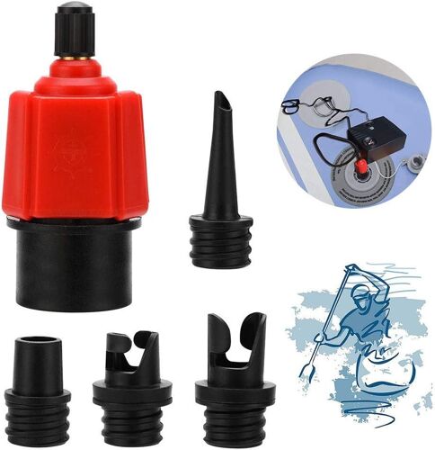 Kit d'adaptateur de valve d'air marin, adaptateur de valve marine, adaptateur de gonflage de canot, convertisseur de pompe à air de canoë pour planches de stand up paddle/bateaux à rames gonflables/ka