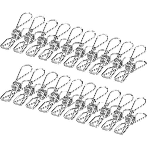 ASFASFq-100pcs Pinces à Linge en Acier Inoxydable,Pince à Linge Metal Multi-usages pour Linge en Plein Air et Les Le Jardin,Balcon,Solide et Coupe-Vent