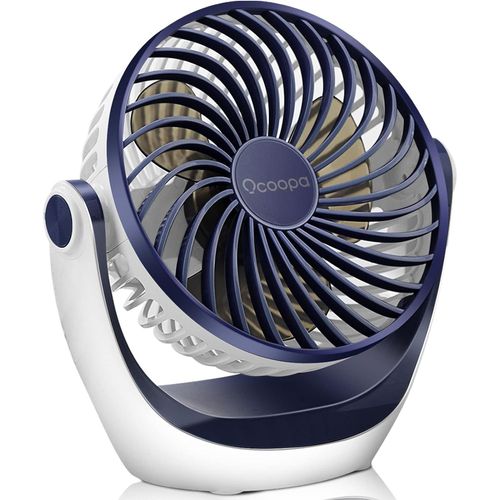 Ink Blue - Ventilateur de bureau USB, portable et silencieux, mini ventilateur puissant, 3 vitesses, pour chambre, bureau, cuisine (rotation à 360°, alimentation USB)