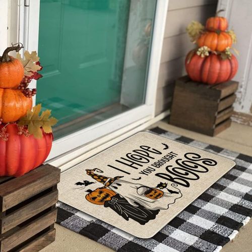 Natte De Porte Pour Halloween ""J'espère Que Vous Avez Apporté Quolibets"" (40 X 60 Cm), Tapis De Porte En Caoutchouc Antidérapant Pour Halloween Décoration.