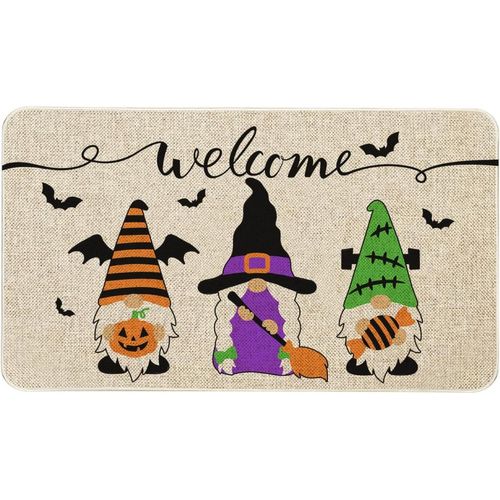 Paillasson D'entrée En Caoutchouc Anti-Dérapant De Conception De Gnomes Halloween (60 X 90 Cm)