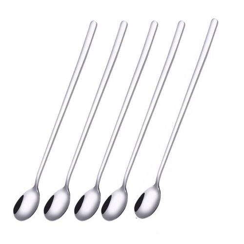 Lot De 5 Cuillères À Long Manche 23,5 Cm, Agitateur À Café, Cuillère À Café En Acier Inoxydable De Qualité Supérieure, Cuillère À Thé Glacé, Cuillère À Glace, Cuillère À Cocktail,
