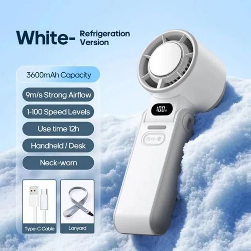Mini ventilateur blanc turbo pliable ¿ Air froid haute vitesse, 3600mAh, USB, design compact pour travail ou maison Ships fro