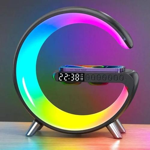 Réveil multifonctionnel haut-parleur Bluetooth, veilleuse, horloge ambiante, chargeur de bureau, lampe RVB, lumière s