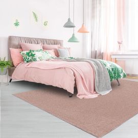 Tapis Salon Soula Rose 200x290 Oeko Tex® En Polypropylène Doux Et Soyeux