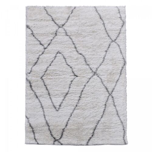 Tapis Longs Poils Shaggy 120x170 Rectangle Tissé Crème Motif Berbère Lyn4 Doux 6
