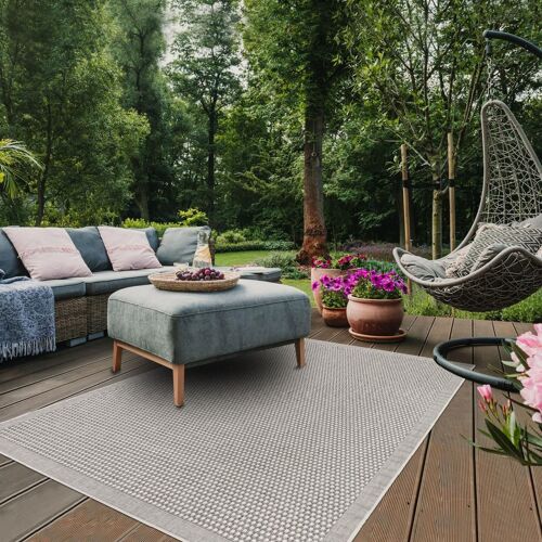 Tapis Extérieur 120x170 Tissé Kilim Beige Nouchy