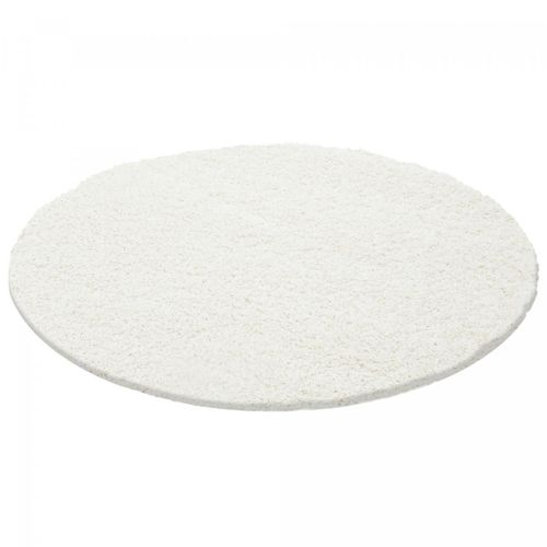 Tapis Shaggy Shaggy Li Crème 160x160 Rond Oeko Tex® En Polypropylène Doux Et Soyeux