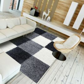 Tapis Shaggy Shaggy Ca Noir 200x290 Oeko Tex® En Polypropylène Doux Et Soyeux