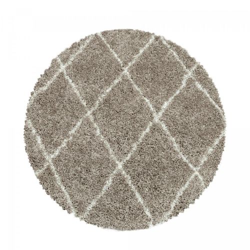Tapis Berbère Style Shaggy Al Beige 160x160 Rond Oeko Tex®