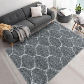 Tapis Shaggy Shaggy Sa Gris 200x290 Oeko Tex® En Polypropylène Doux Et Soyeux