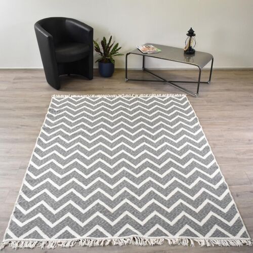 Tapis Kilim Berbao Reversible Gris 120x160 Oeko Tex® En Coton