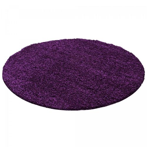 Tapis Shaggy Shaggy Li Violet 200x200 Rond Oeko Tex® En Polypropylène Doux Et Soyeux