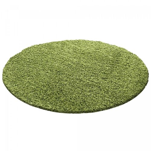Tapis Shaggy Shaggy Li Vert 120x120 Rond Oeko Tex® En Polypropylène Doux Et Soyeux