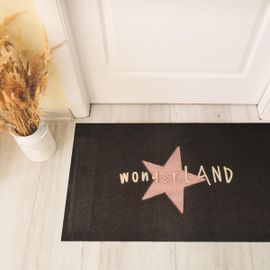 Paillasson Fibres Recyclées Etoile Noir 45x75 En Polyester Doux Et Soyeux