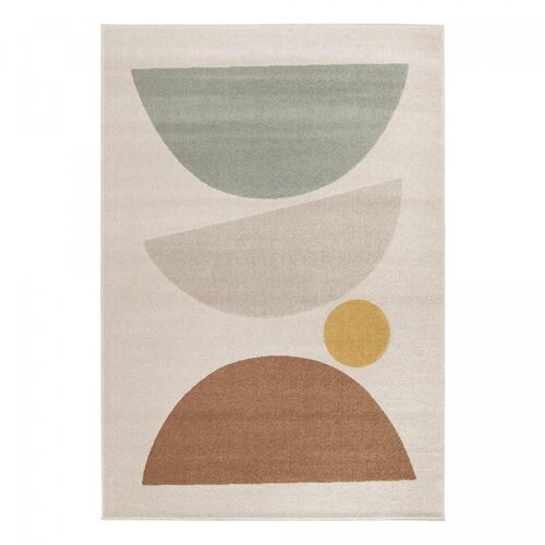 Tapis Grand Salon 120x170 Tissé Crème Rectangle Motif Géométrique Streeta