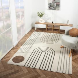 Tapis Salon Rerand Ecru 200x290 Oeko Tex® En Polypropylène Doux Et Soyeux
