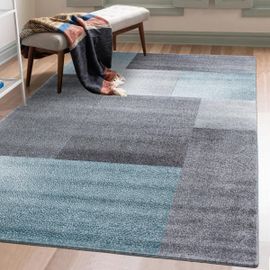 Tapis Salon 200x290 Karluk Bleu Certifié Oeko-Tex®