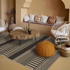 Tapis Kilim Lona 1 Beige 200x290 En Polypropylène Doux Et Soyeux