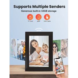 Cadre Photo numérique WiFi intelligent de 10.1 pouces,écran tactile LCD IPS 1280x800,mémoire intégrée de 32 go,bon cadeau - Type Black
