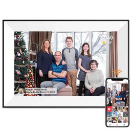 Cadre Photo numérique 10.1 pouces,WiFi 32 go,IPS,Album Photo électronique,écran tactile HD,cadre Photo numérique à rotation automatique,cadeau - Type white wood frameo