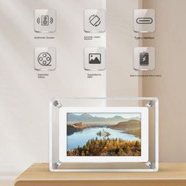 Cadre Photo numérique B04C-5 pouces,écran IPS 1200Mah,mémoire 4G,cadre Photo numérique,lecteur vidéo de bureau - Type White EU Plug