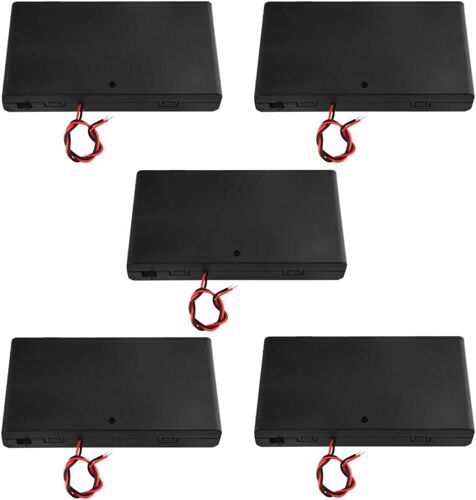 Lot de 5 Boîtier de Rangement pour 8 Piles AA 12 V avec Interrupteur Marche/arrêt câblé et Couvercle