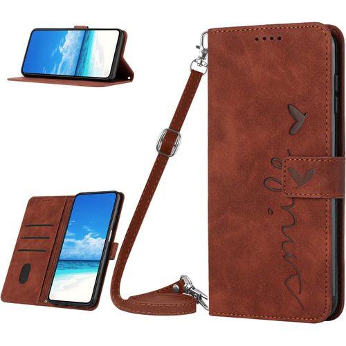 KAL-Coque Pour Samsung Galaxy S23+ / S23 Plus, Etui En Cuir Pu Portefeuille Antichoc Flip Pour Samsung S23+ Avec Lanière [Fentes De Cartes] [Fonction Support] [Fermeture Magnétique] - Marron