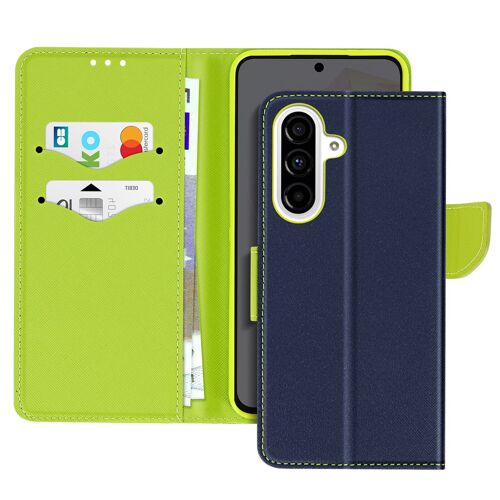 Étui pour Samsung Galaxy A36 Portefeuille Cuir Saffiano Fancy Bleu nuit