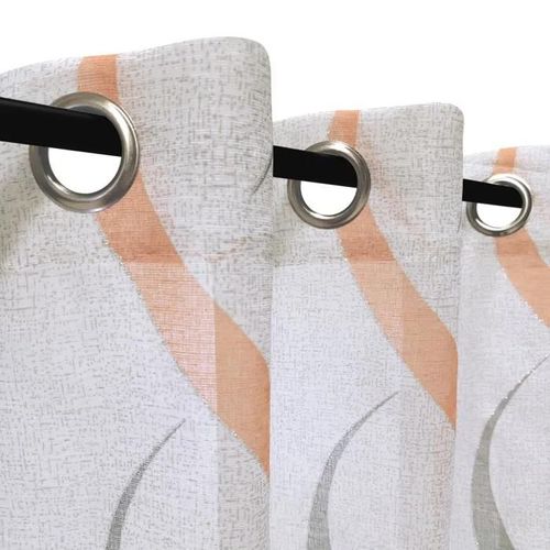 Rideau Voilage - Dylrev - 140x240cm - Imprimé Fil Lurex - 8 ?Illets - Corail