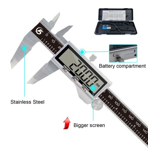 Pied à coulisse électronique en métal,Vernier numérique,jauge à règle en acier inoxydable,micromètre,outils de mesure LCD - Type Large Screen